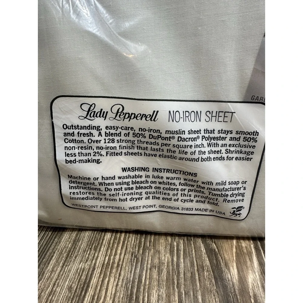 Retro Lady Pepperell Full Size Flat Sheet Garden Bouquet ‎ No Iron NEW